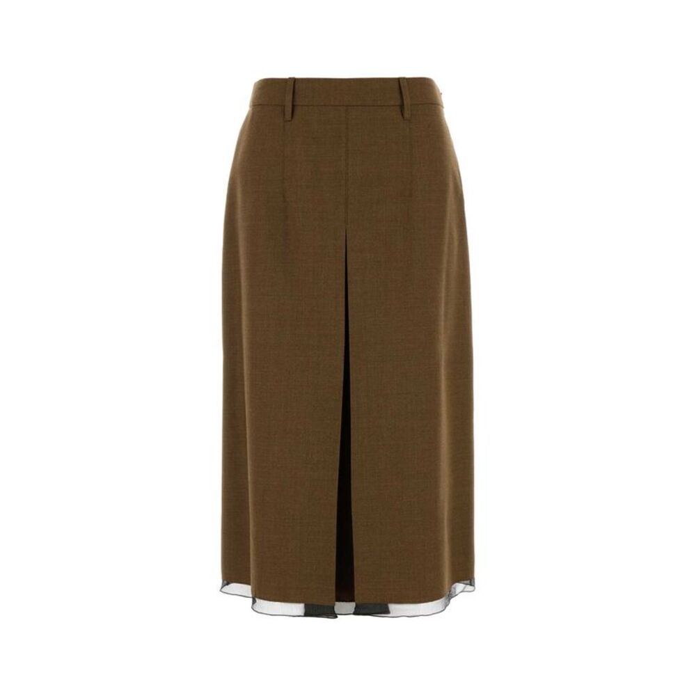 Prada Women Brown Wool Skirt